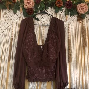 Free people Embroidered top NWOT